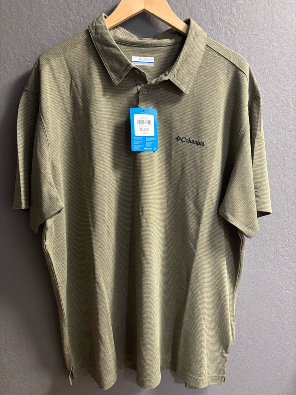 Columbia Omni Shade Polo Shirt Mens Short Sleeve Green all size